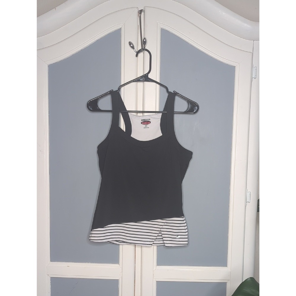 bolle Black Tank with White Striped Hem Medium Tennis/Pickleball